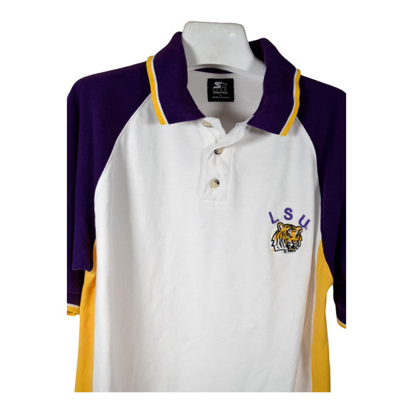 LSU TIGERS Polo Shirt Men's L Purple & Gold, Embroidered Mike the Tiger logo - Picture 3 of 10
